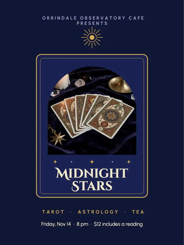 Midnight Stars astrology night post, mystic tarot template