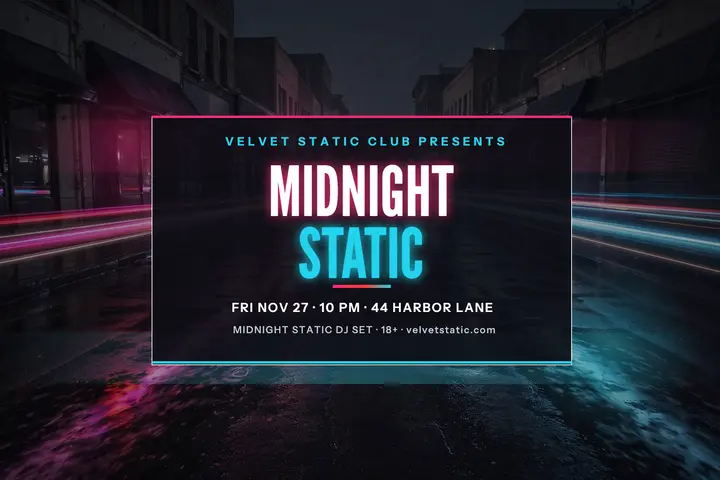 Velvet Static Midnight Static DJ postcard template