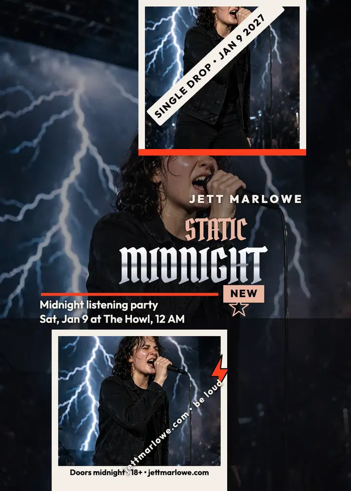 Jett Marlowe Midnight Static invitation: single drop invitation template
