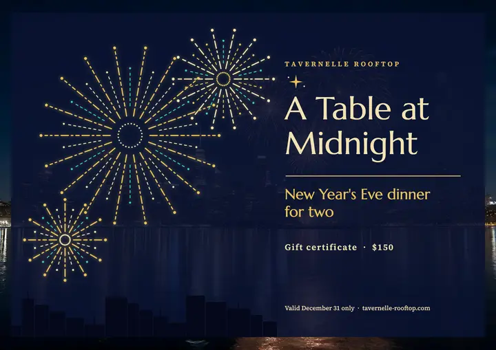 Tavernelle midnight table gift certificate template