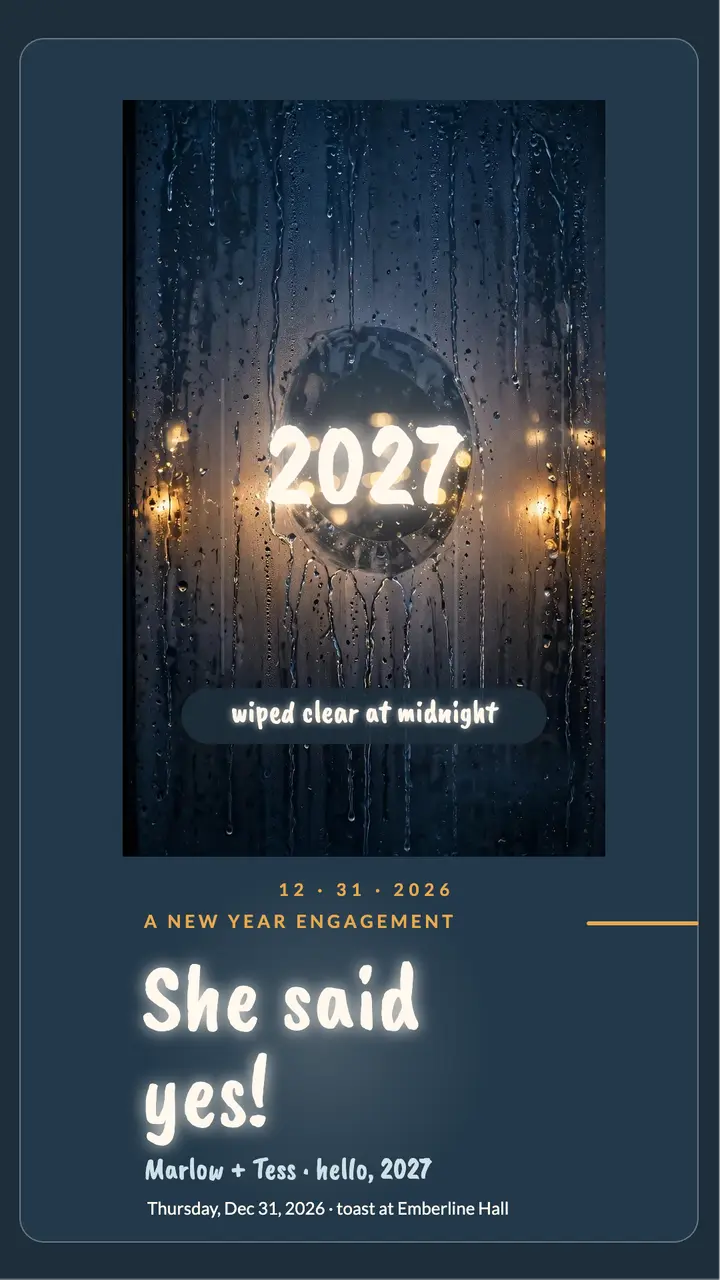 Misted window New Year engagement story template