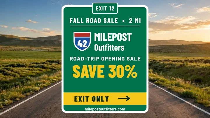 Milepost Outfitters road sale thumbnail template