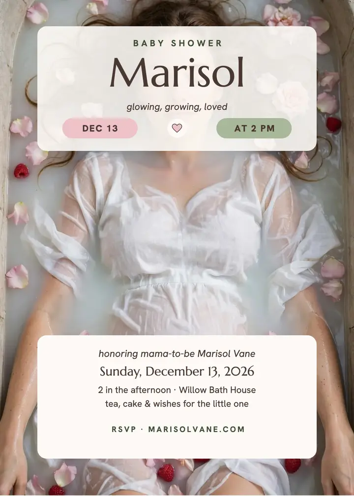 Marisol milk bath baby shower invite template