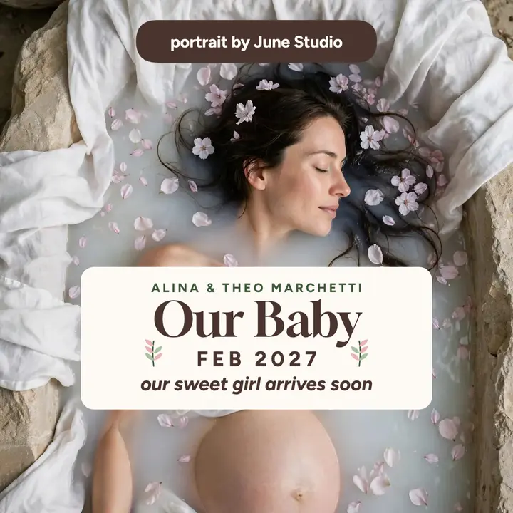 Milk bath maternity announcement post: maternity announcement post template