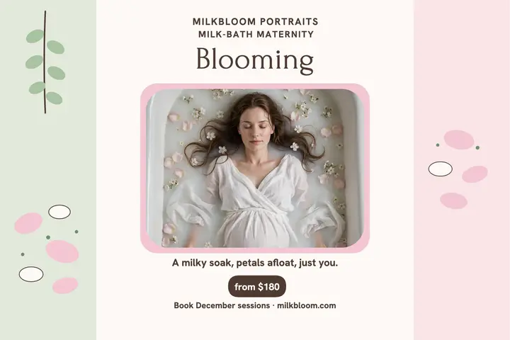 Milkbloom milk-bath maternity postcard template
