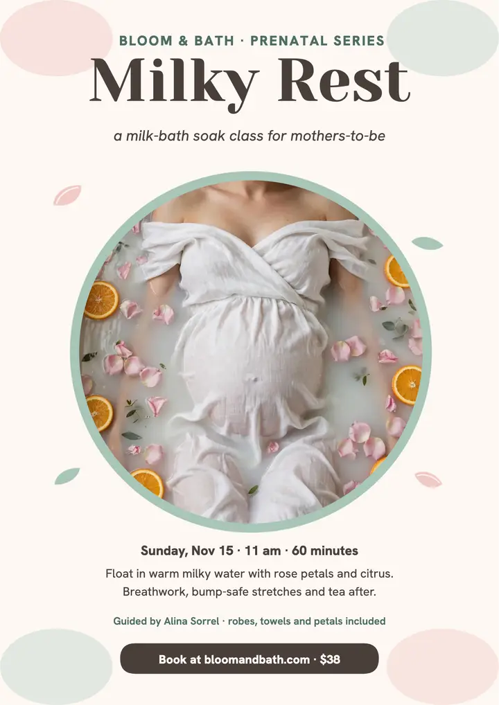 Milky Rest maternity soak flyer template