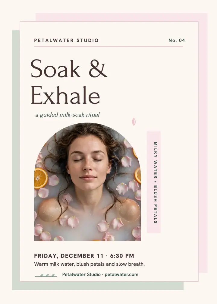 Milky soak wellness invitation, Petalwater: wellness invitation template