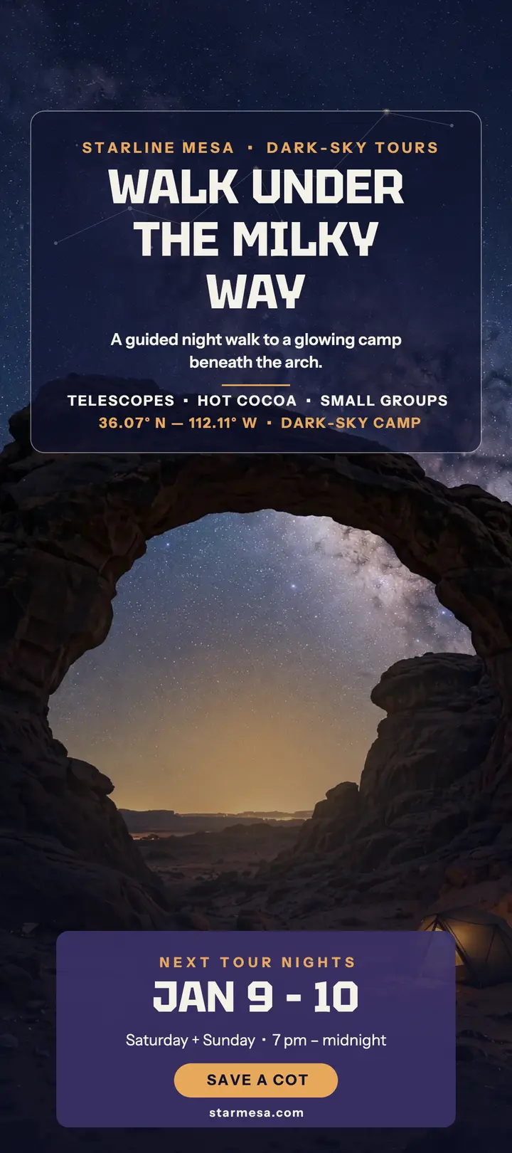 Starline Mesa Milky Way tour rack card template