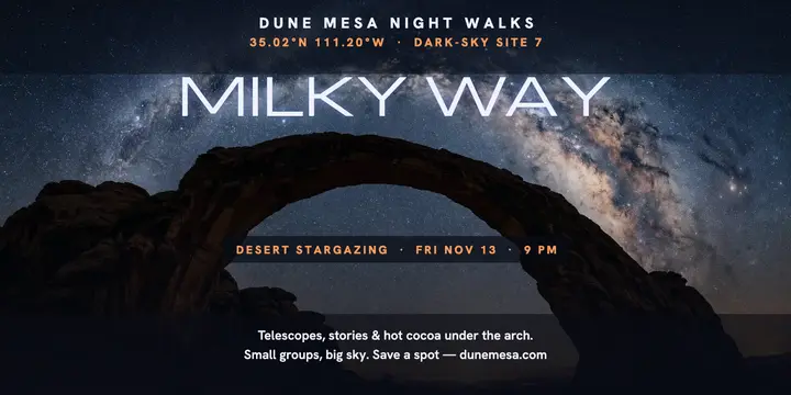 Dune Mesa Milky Way desert tour post template