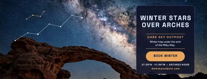 Dark Sky Outpost winter stargazing cover template