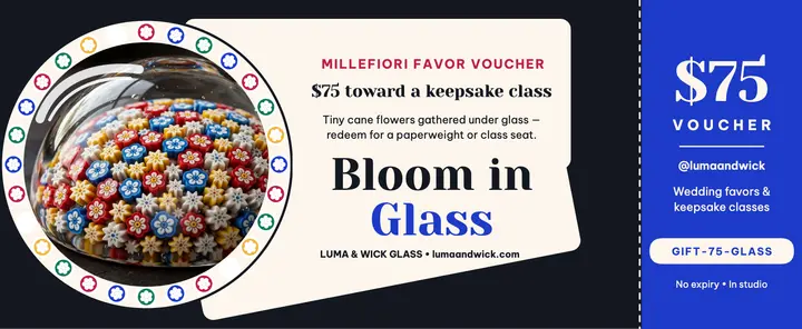 Millefiori wedding favor voucher template