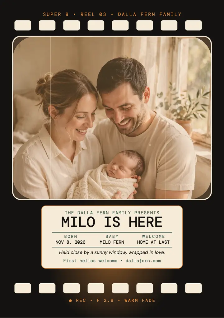 Milo arrival Super 8 announcement flyer template