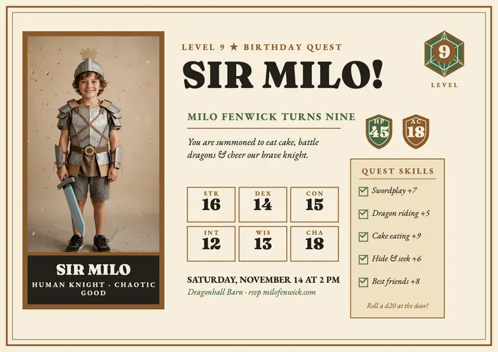 Milo knight birthday character certificate template