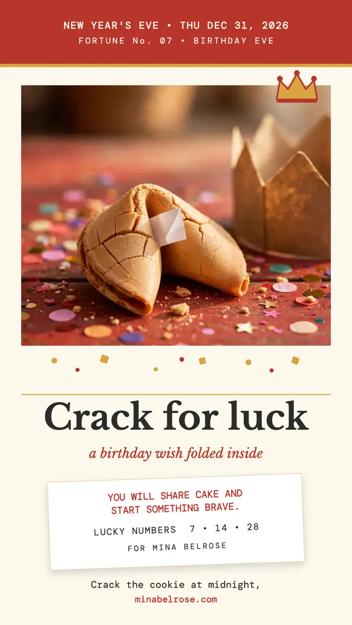 Mina Belrose New Year fortune slip story template