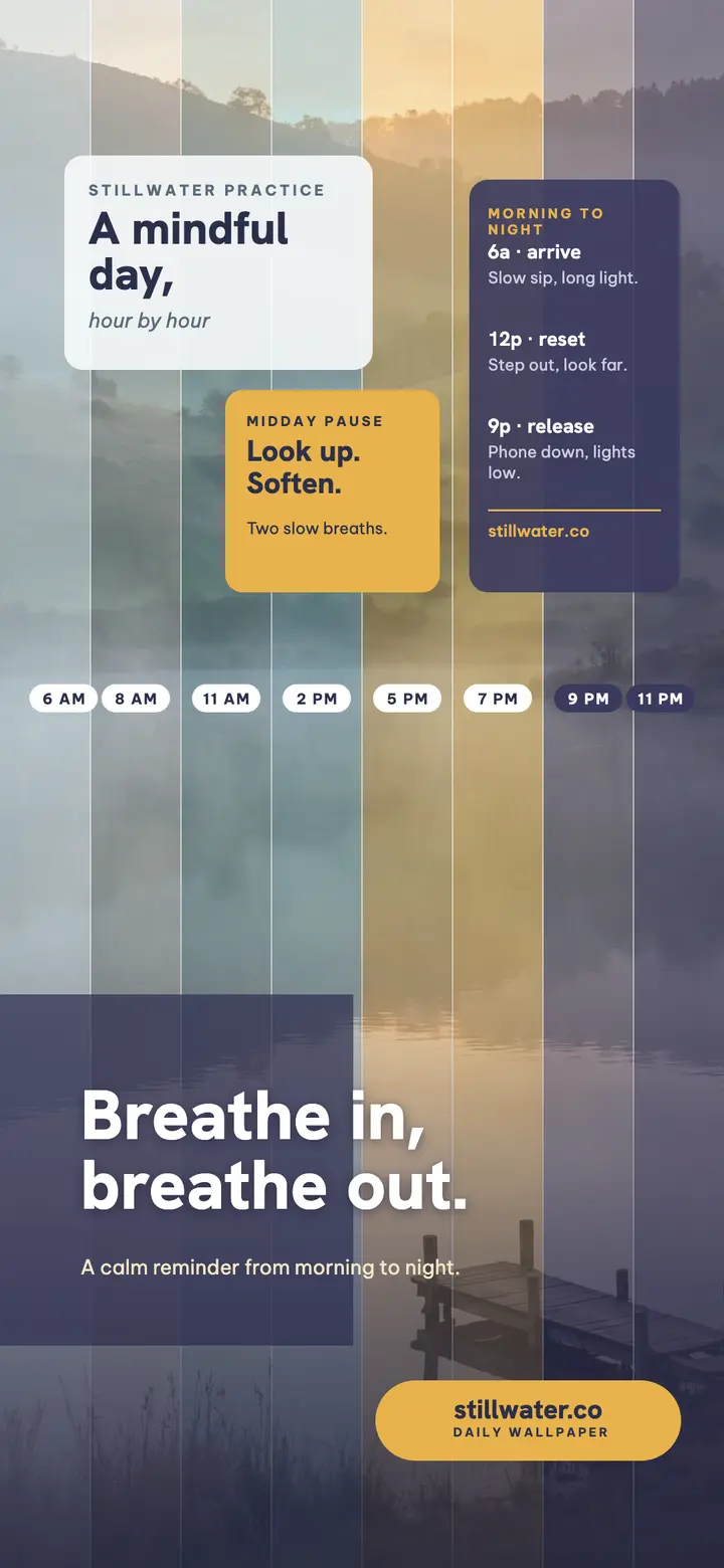 Stillwater mindful day timeslice wallpaper template