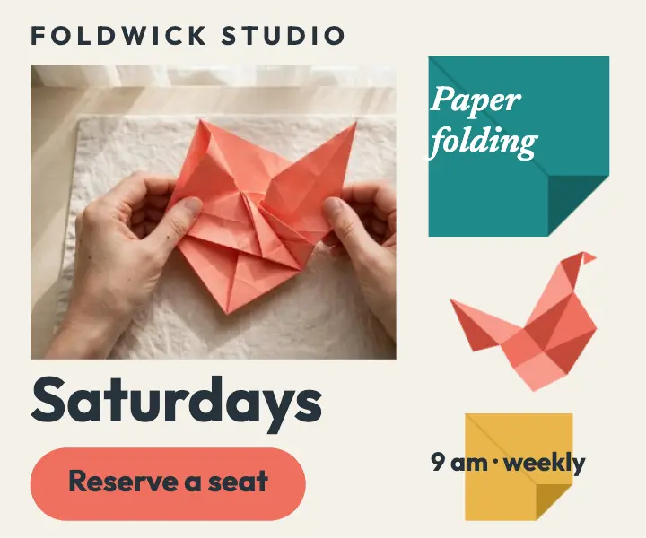Foldwick mindful origami class ad, origami fold template