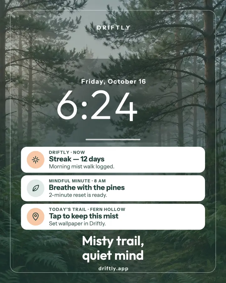 Driftly misty trail streak wallpaper post template