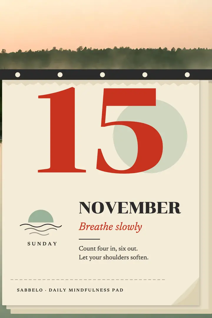 Daily mindfulness tear-off calendar page poster: mindfulness calendar poster template