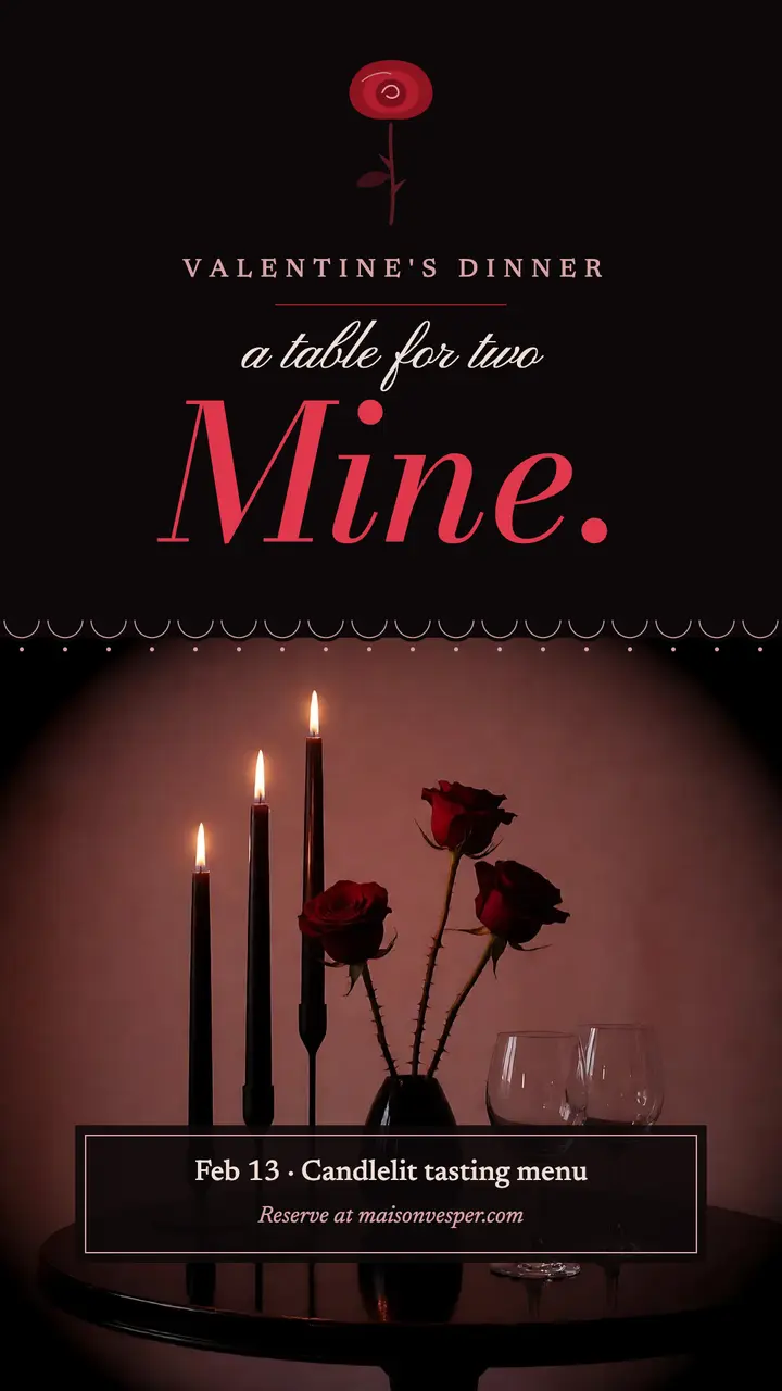 Maison Vesper Valentine's dinner story template