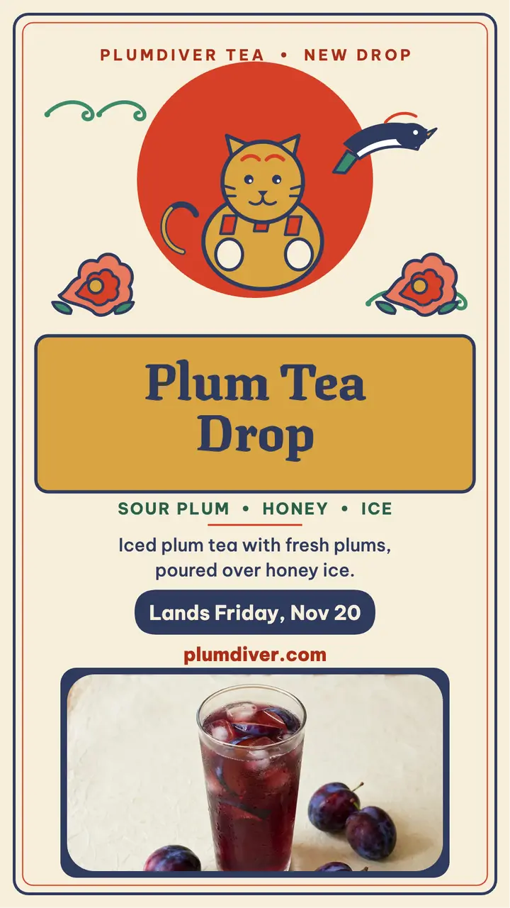 Plumdiver plum tea drop minhwa story template