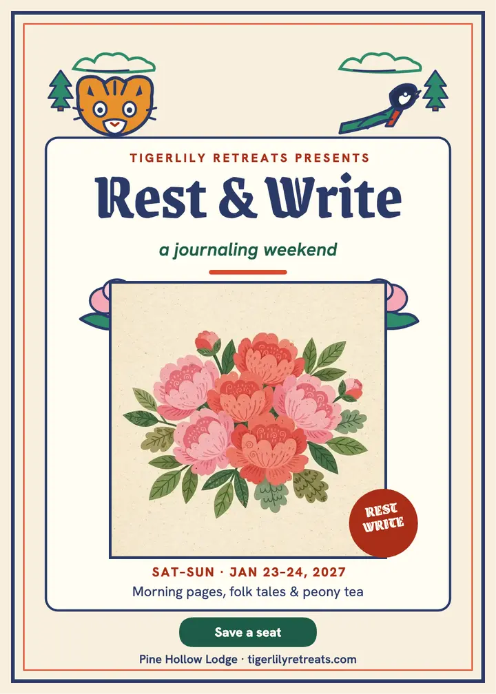 Tigerlily journaling weekend invitation: wellness retreat invitation template