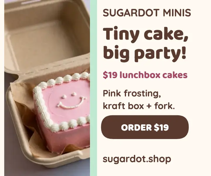 Sugardot mini birthday cake shop ad template