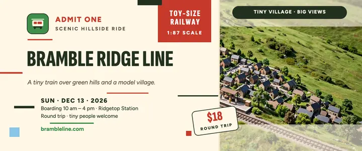 Bramble Ridge miniature railway ticket template