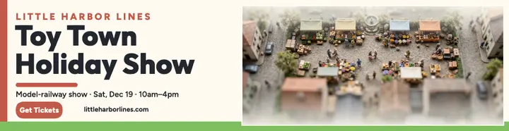 Little Harbor Lines holiday show billboard: holiday model train show ad template