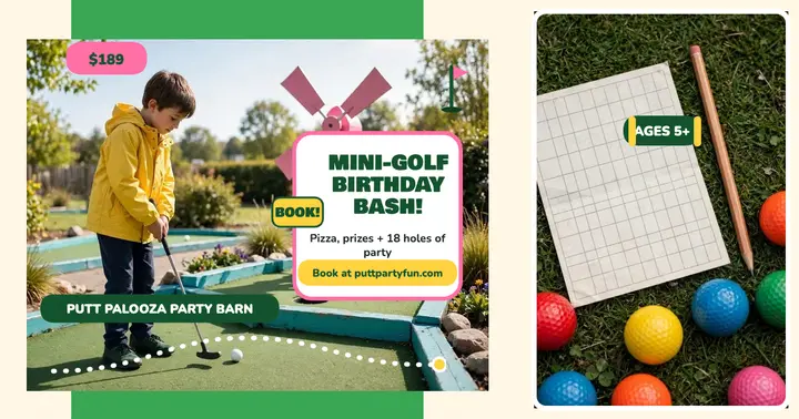 Putt Palooza mini golf birthday post template