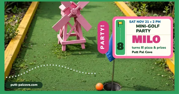 Milo mini golf birthday party post template