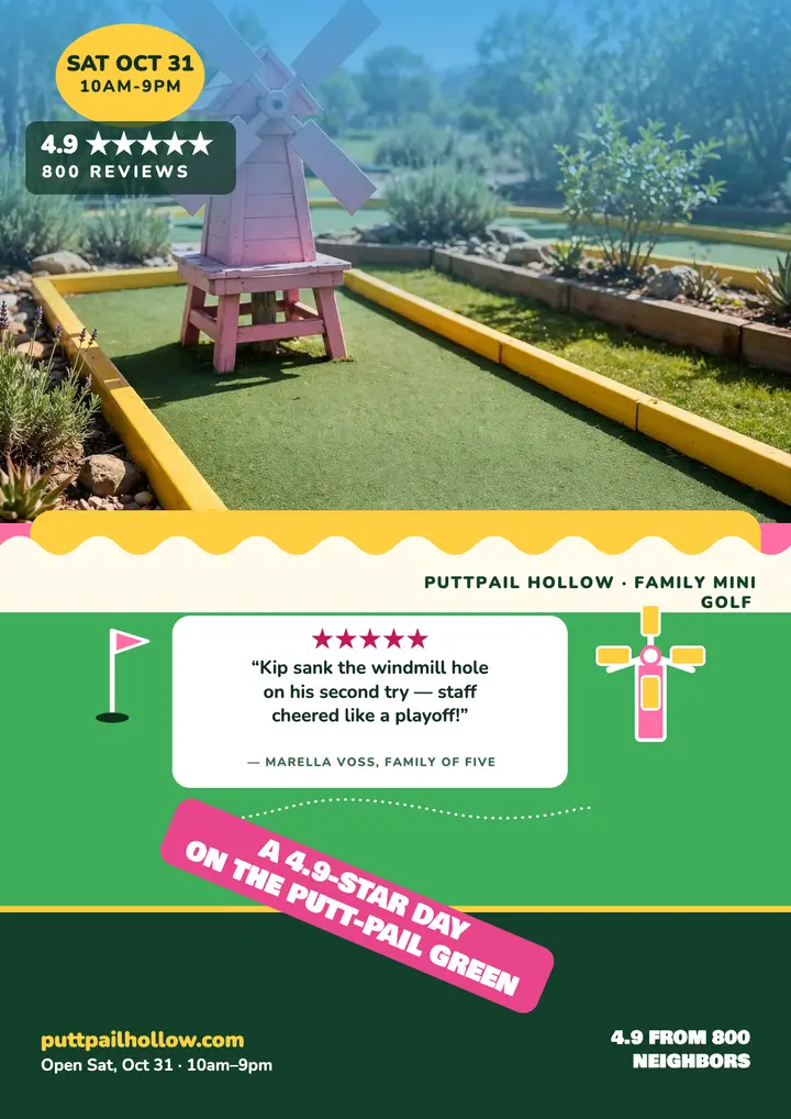Puttpail Hollow family review flyer template