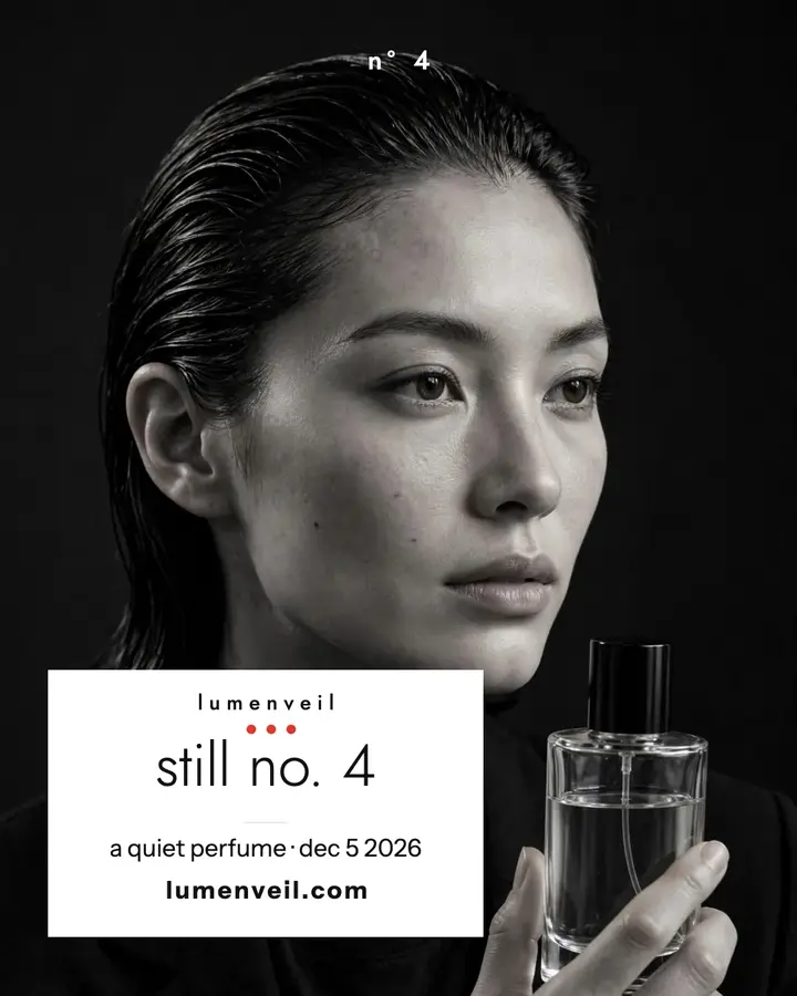 Lumenveil Still No. 4 minimal launch post template