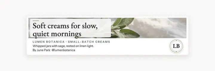 Lumen Botanica minimal skincare header template