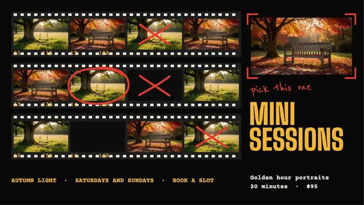 Golden hour mini sessions contact sheet thumbnail template