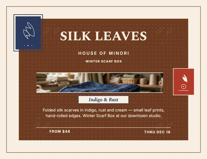Minori silk scarf katagami flyer template