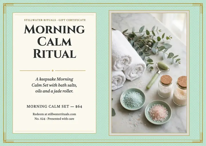 Morning Calm wellness certificate, mint shagreen template