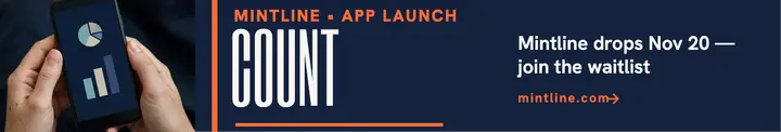Mintline app launch cover with giant count template