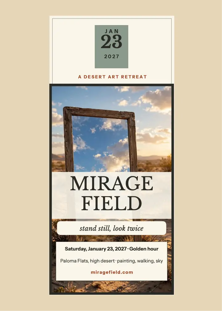 Mirage Field desert mirror retreat invitation template