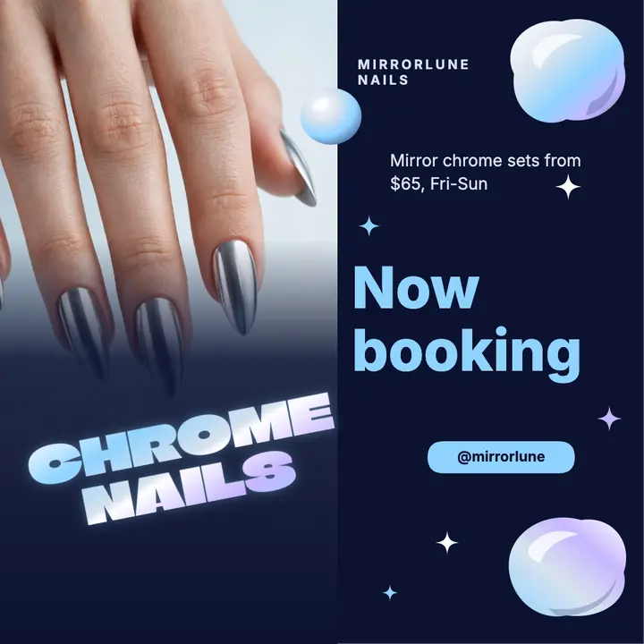 Mirrorlune Nails mirror chrome booking post template