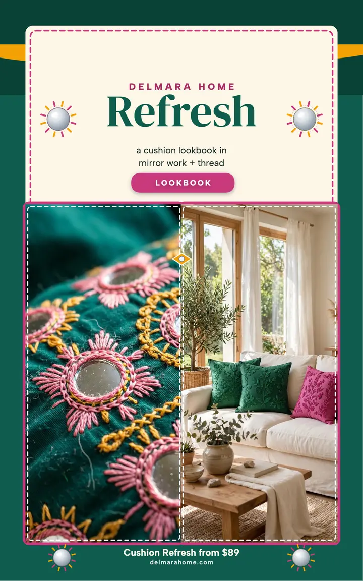 Delmara Home cushion refresh lookbook template