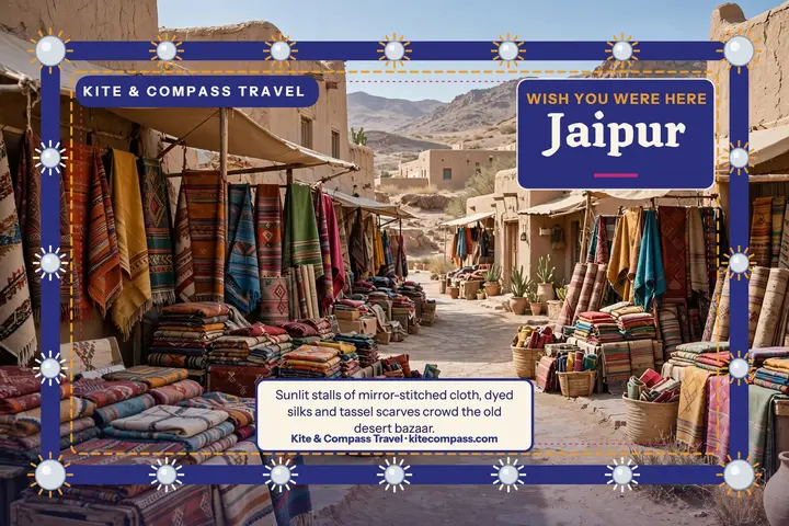 Wish You Were Here Jaipur market postcard template