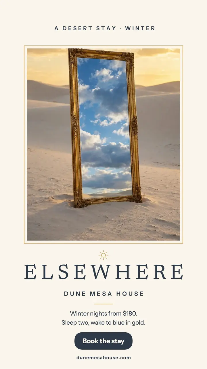 Dune Mesa House mirror story ad template