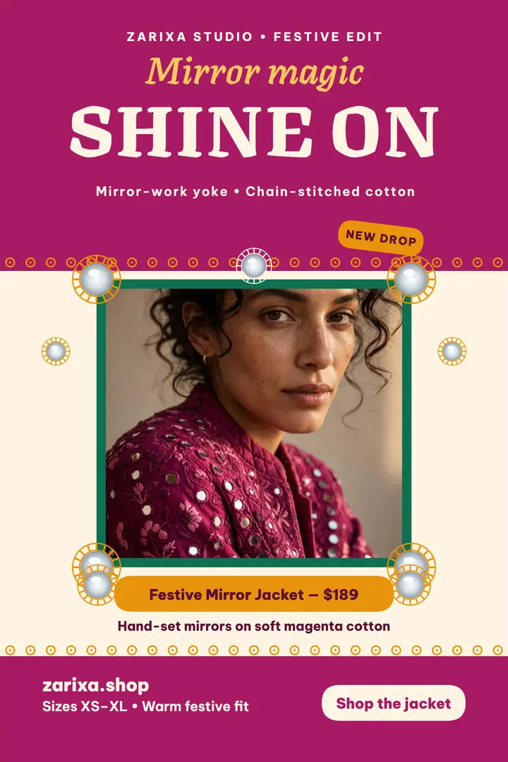Zarixa festive mirror jacket poster template