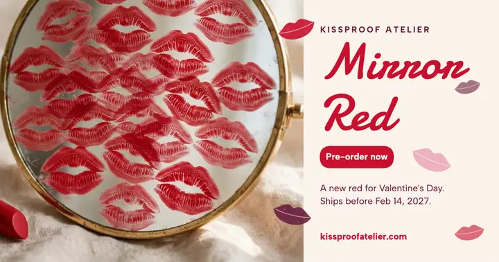 Mirror Red Valentine's lipstick pre-order post template
