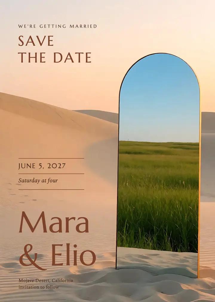 Mara and Elio mirror save the date template