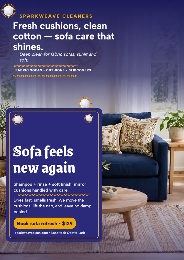 Sparkweave sofa cleaning flyer: sofa cleaning flyer template