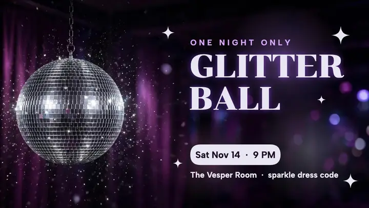 Glitter Ball disco night thumbnail template