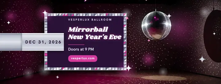 Vesperlux Ballroom mirrorball New Year's Eve cover template