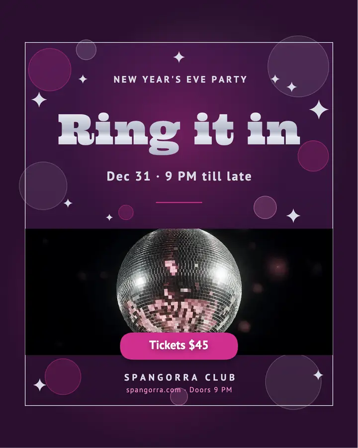 Mirrorball New Year's Eve party post: new year's eve party post template