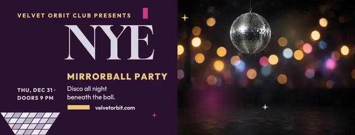 Velvet Orbit NYE mirrorball cover template